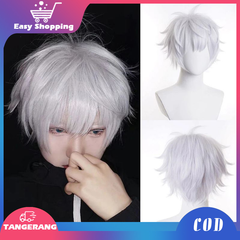 Wig Gojo Satoru Cosplay Jujutsu Kaisen Rambut Palsu Gojo Satoru Cosplay