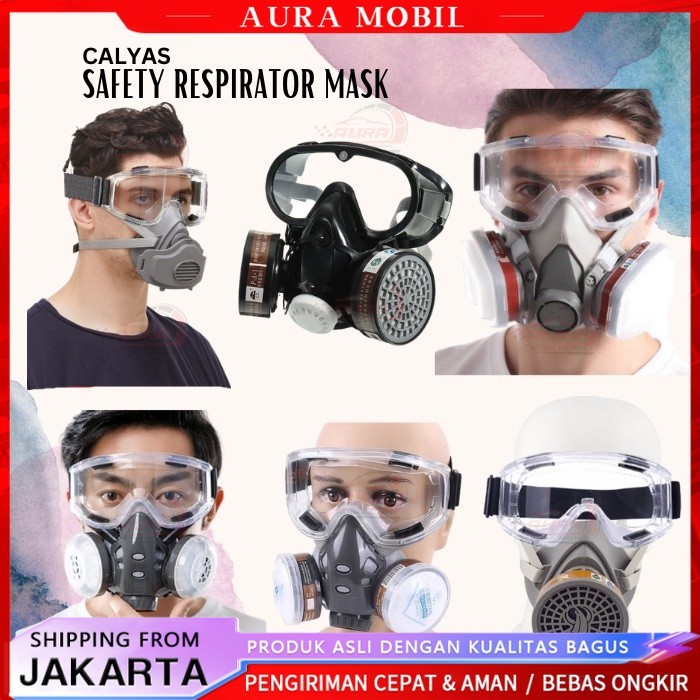Masker Respirator Gas / Masker Cat /  Masker Laboratorium Safety Industrial Gas Mask -Aura Mobil