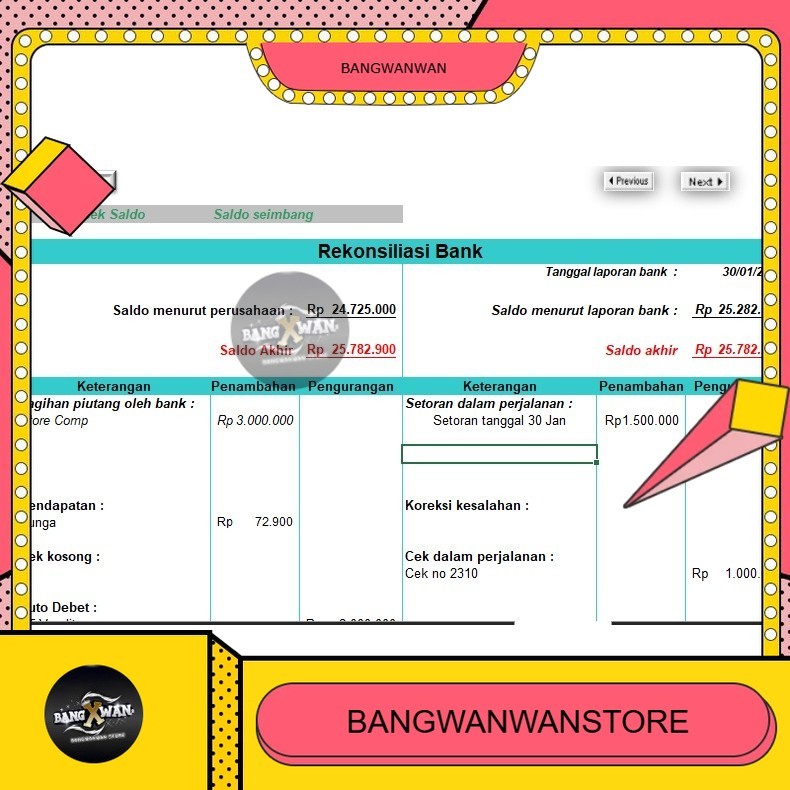Aplikasi akuntansi Excel program siap pakai perusahaan dan toko BGW