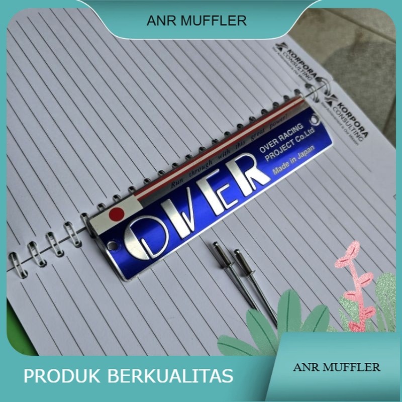 logo knalpot OVER RACING original JAPAN utk knalpot over racing klx 150 230 240 crf 150 250 dtracker