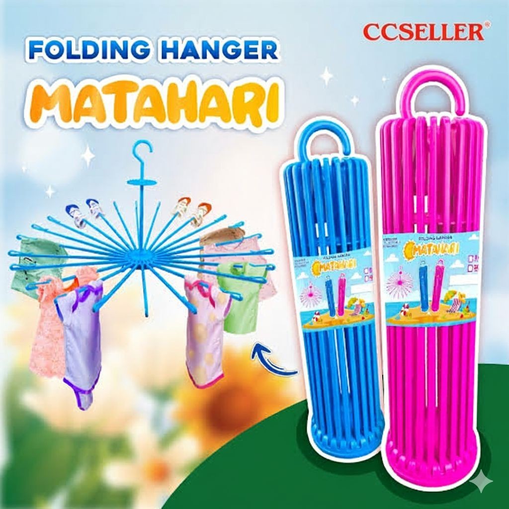 DISKON AKHIR TAHUN Folding Hanger Matahari 24 Stick Jemuran Baju Anak Bayi Bisa Dilipat