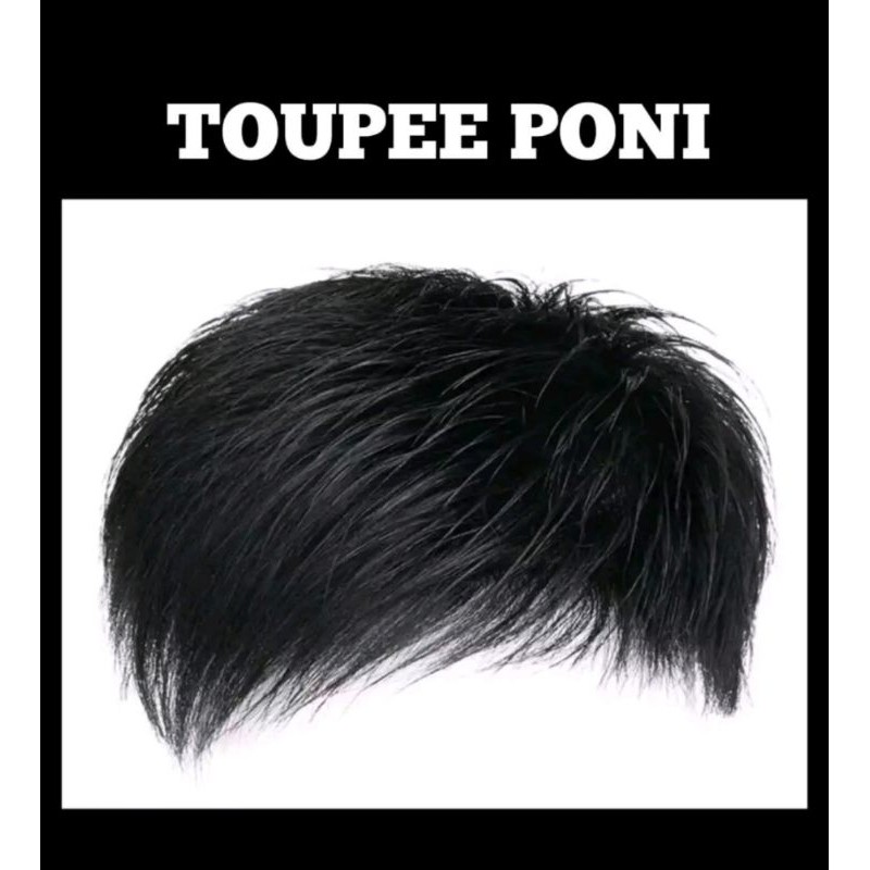 TOUPEE PREMIUM PENUTUP BOTAK PRIA WARNA HITAM NATURAL WIG PENDEK PENUTUP BOTAK PRIA