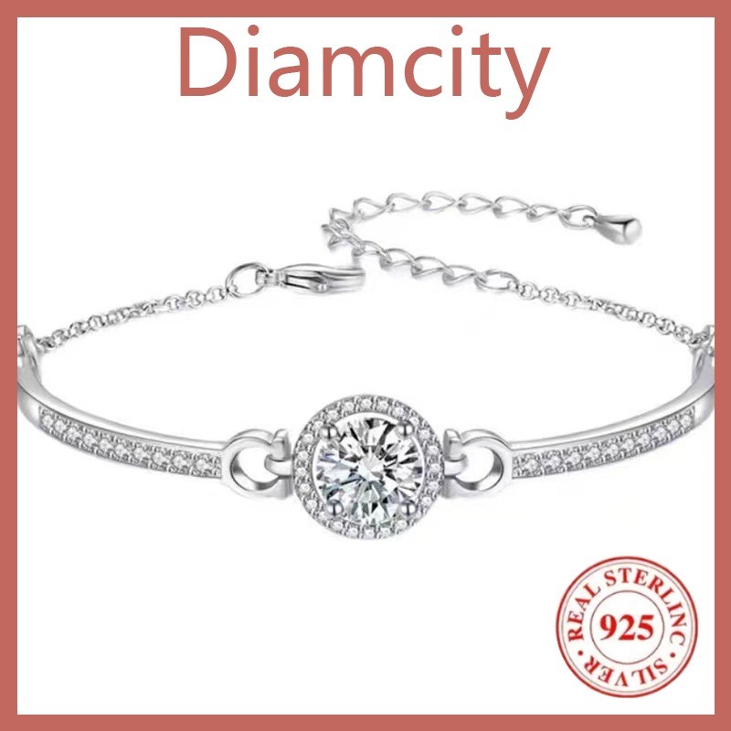 [Diamcity] Gelang Matahari Kecil Eksklusif Sederhana Perhiasan Mewah Penuh Berlian