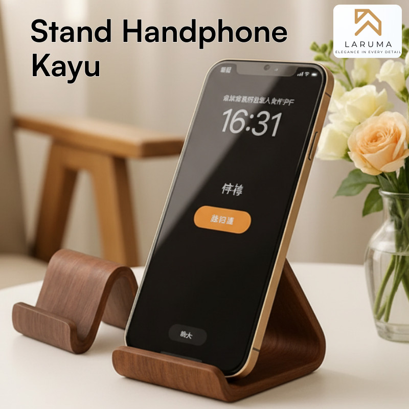 Stand Holder Hp Meja Wooden Phone Holder Stand Handphone Sandaran Dudukan Hp Ponsel Kayu