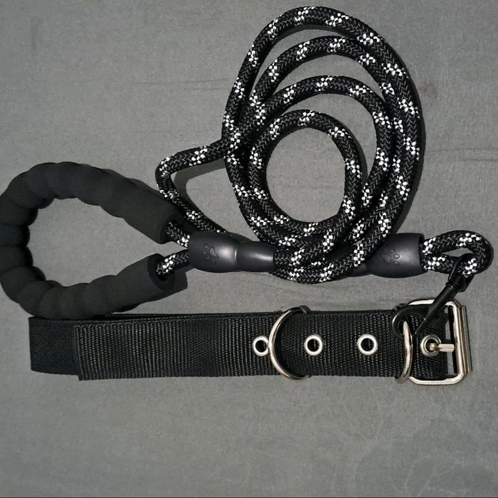 Satu set tali + kalung kambing dan anjing kuat dan murah - HITAM SET TALI+KALUNG  Original