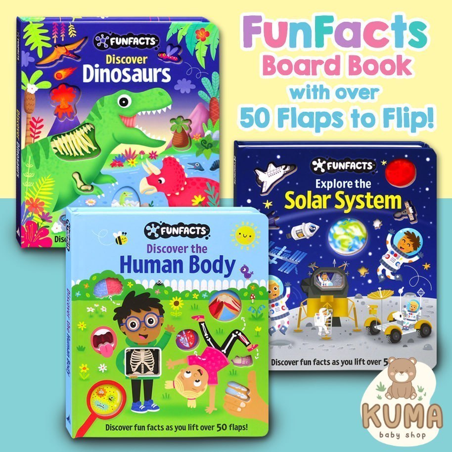 FunFacts Discover the Human Body, Solar System, Dinosaurs, Explore Construction, Baby Animals Board 
