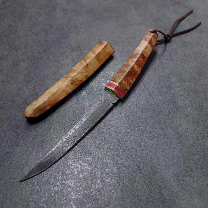 Damascus Knife Tanto Small Fixed Blade