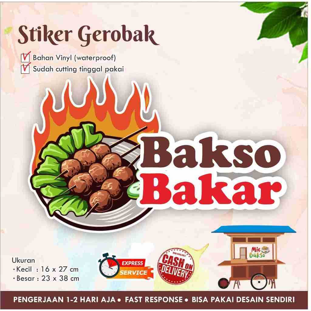 Stiker Kaca Gerobak Bakso Bakar Vinyl Berkualitas
