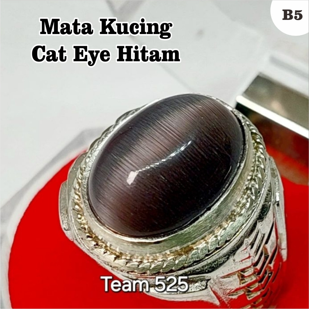 Cincin mata kucing cat eye hitam cincin asli pria wanita / cincin batu akik murah / B5