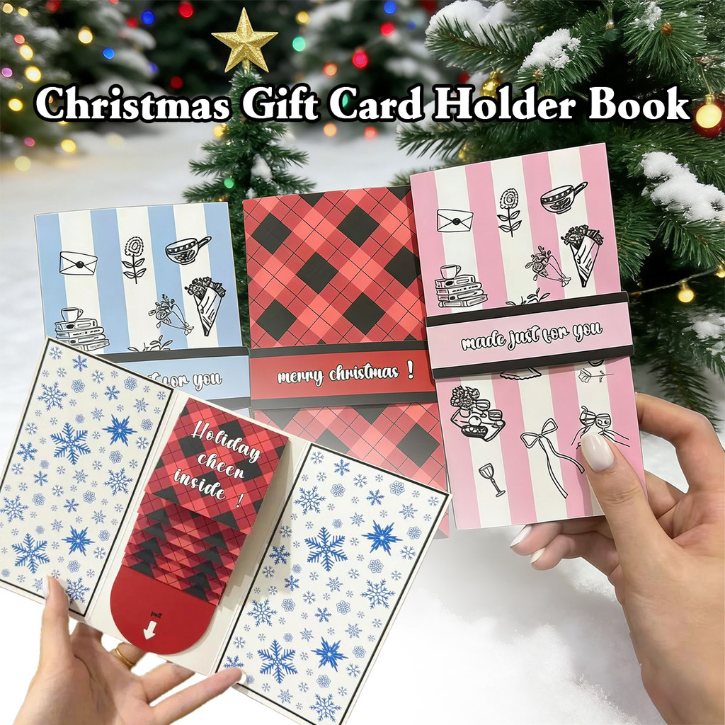 1PC Buku Tempat Kartu Hadiah Natal Buatan Tangan Hadiah Natal Buku Kartu Hadiah