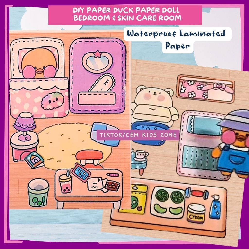 Laminasi Glossy Paper Doll House Paper Duck Paper Doll Paper Duck House Book DIY Activities For Kids