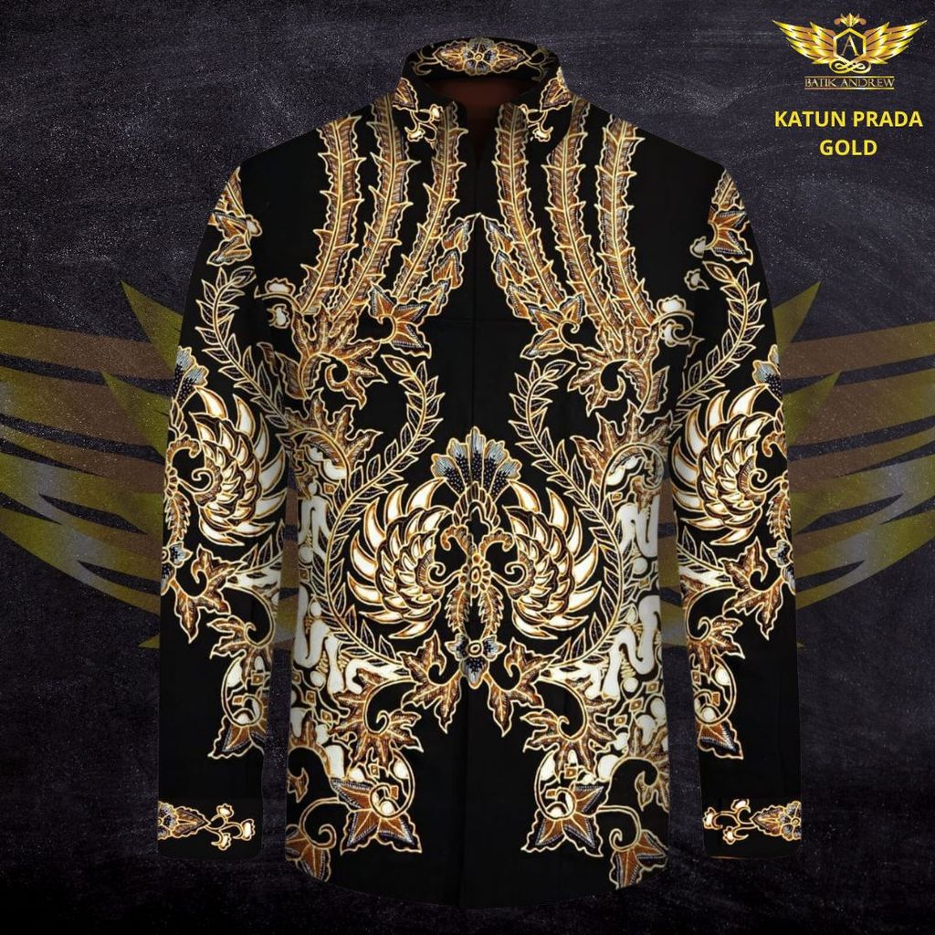 KATUN TULIS POLA PRADA TINTA EMAS MOTIF 9 BAHAN KAIN BATIK TULIS HALUS PREMIUM GARUDA KLASIK