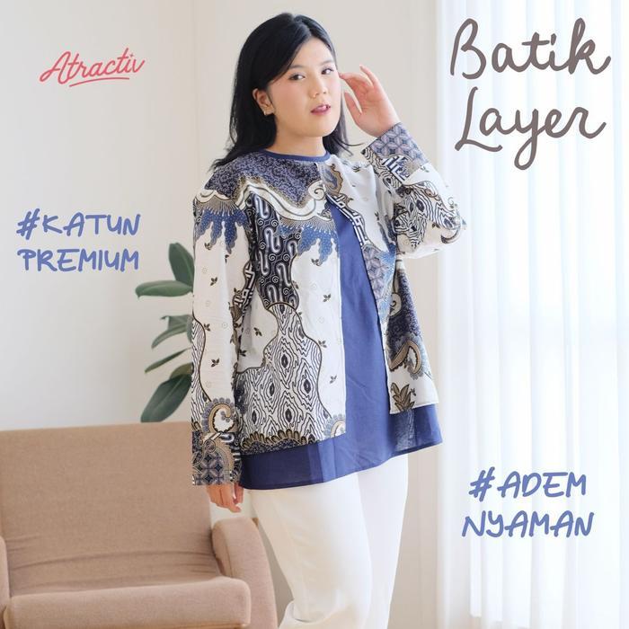 New Collection ATRACTIV Blouse Batik Jumbo LD120 LD130 LD135 LD142 Atasan Batik Layer Big Size Wanit