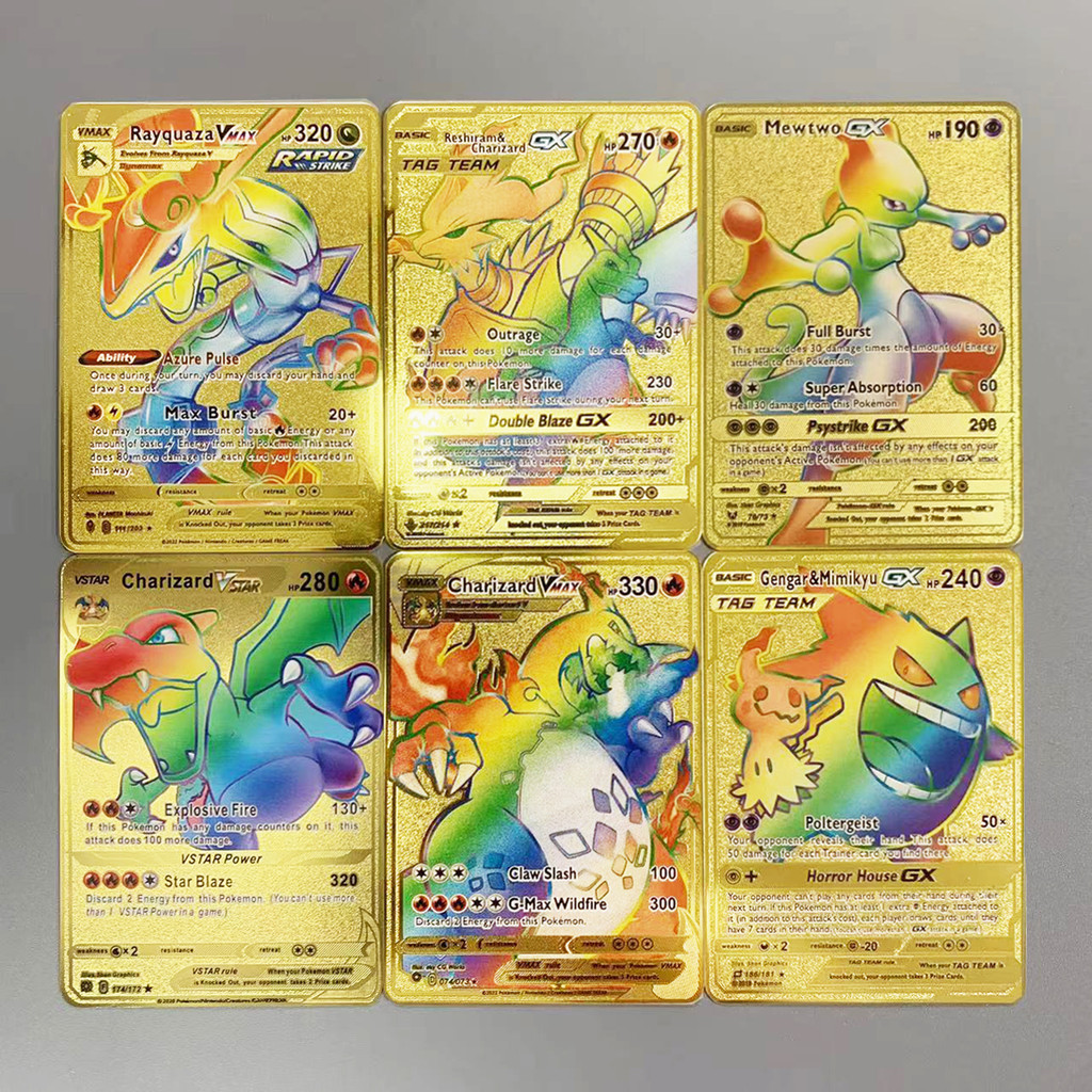 Newest Pokemon metal Cards English Golden 10000 Arceus Rainbow Vmax Koraidon Miraidon Vstar Pokemon 