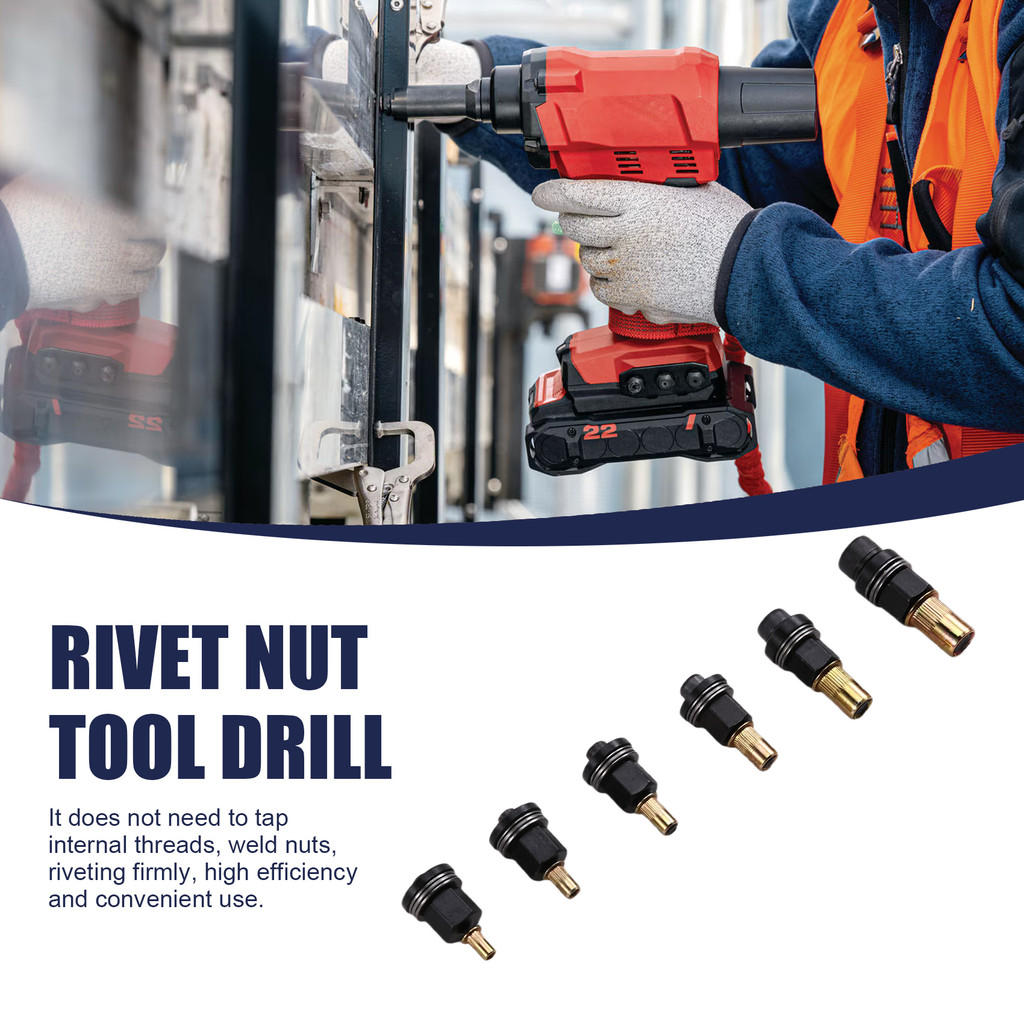 AAANManual Rivet Nut Pulling Tool Riveting Manual Threaded Rivet Nut Tool Drill Adapter Rivet Nut To
