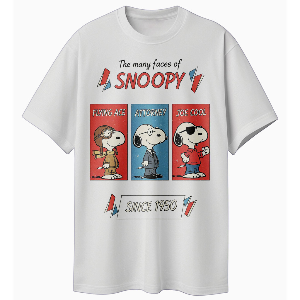 KAOS DEWASA ANIME CARTOON SNOOPY RETRO COMIC POSTER PREMIUM TSHIRT WHITE