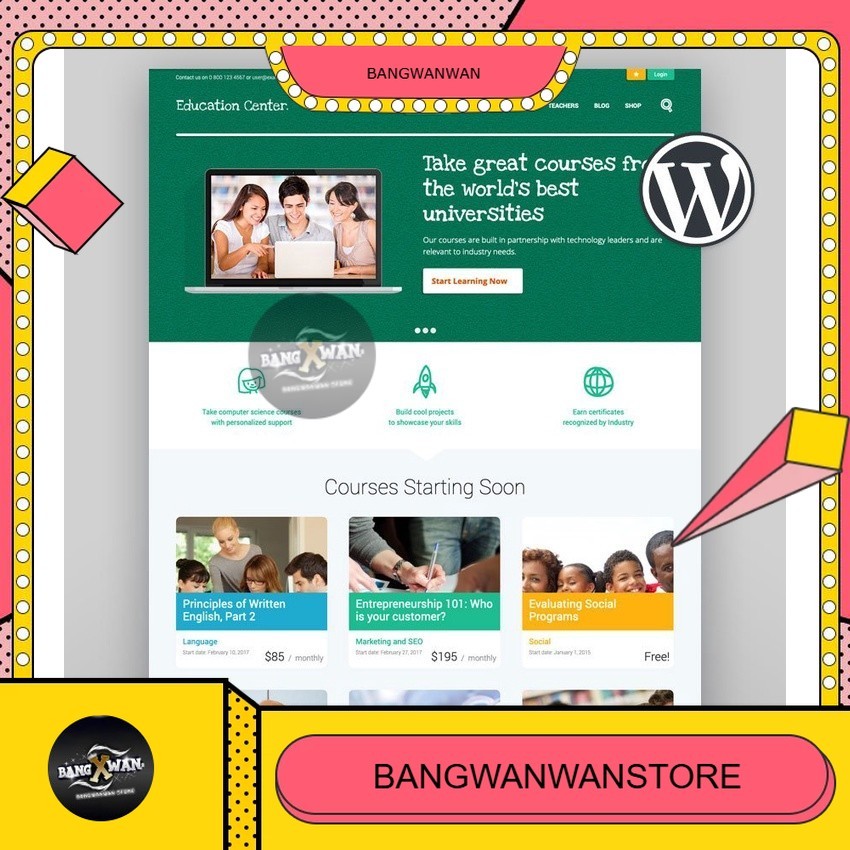 Template Wordpress LMS Learning Management System Sekolah Universitas