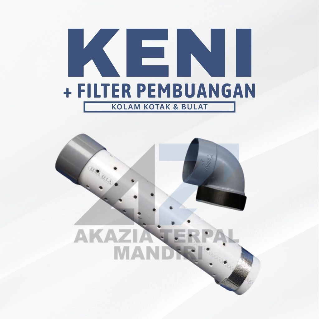 Pipa Filter + Keni L Pembuangan Kolam 2 inch / 2dim Untuk Kolam Bulat Kotak Bundar