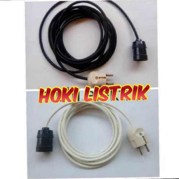 FITING GANTUNG 15 METER / TEMPAT LAMPU GANTUNG SIAP PAKAI KABEL 15 M - Hitam by MitraHobby