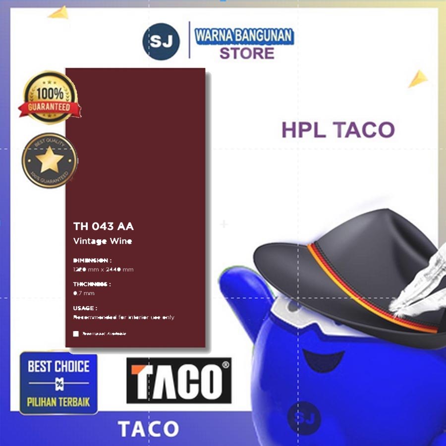 HPL TACO WARNA SOLID , TIPE AA (TEKSTUR KULIT JERUK) TH-043 AA VINTAGE WINE