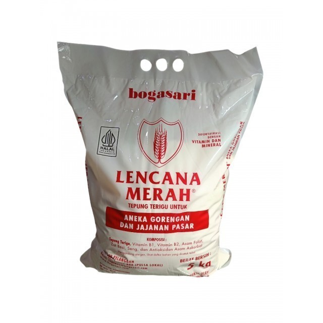 Tepung Lencana Merah Bogasari / Low Protein Flour Lencana Merah Bogasari - 5 Kg