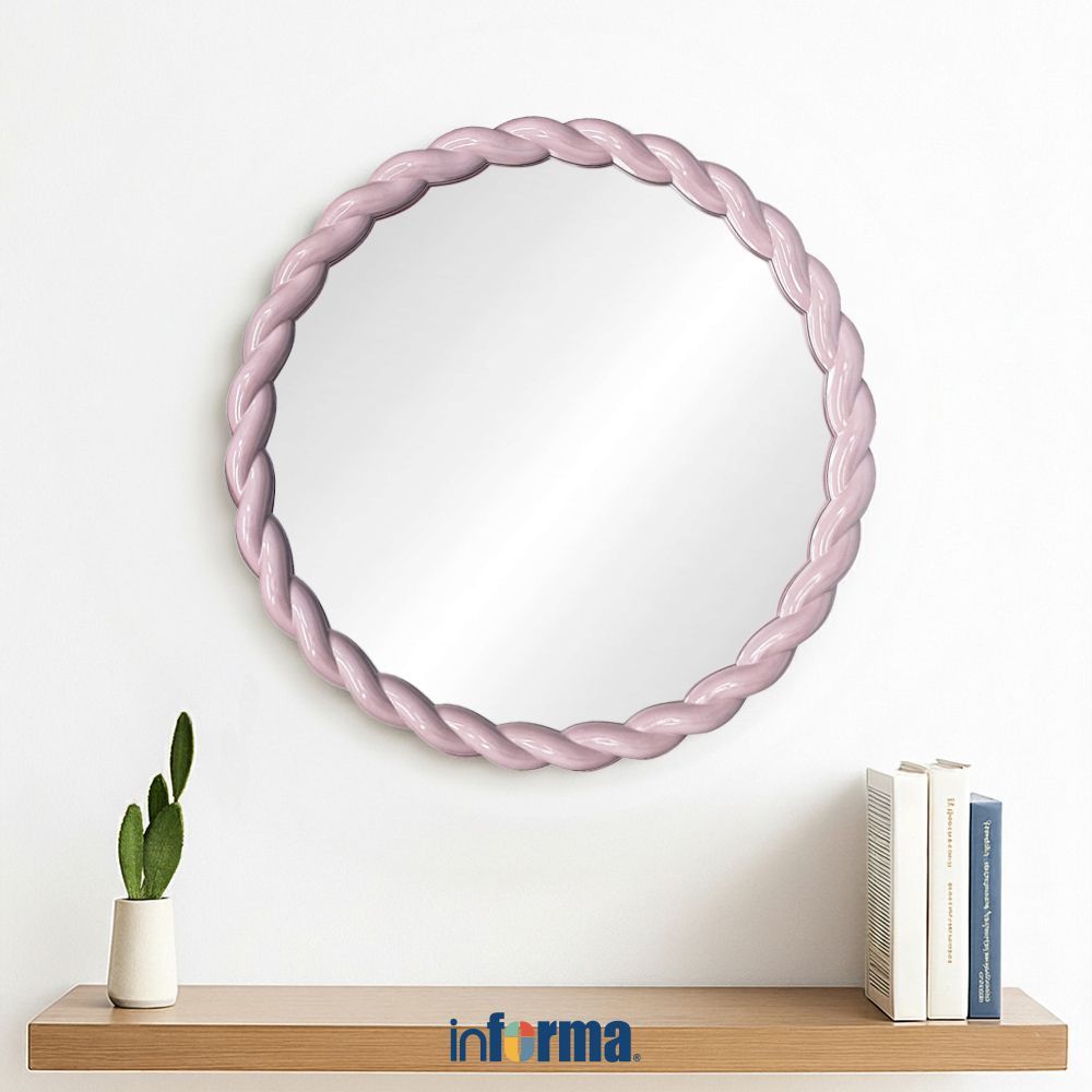 Informa 60X60 cm Cermin Dinding Round - Pink Wall Mirror Kaca Dinding Dekorasi Rumah Cafe Resto Hote