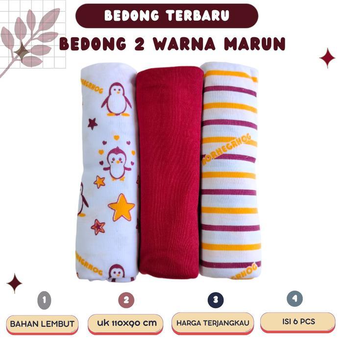 Bedong Bayi Baru Lahir Karakter Isi 3 pcs jumbo Alas Katun Tidur bedong baby - marun tuton