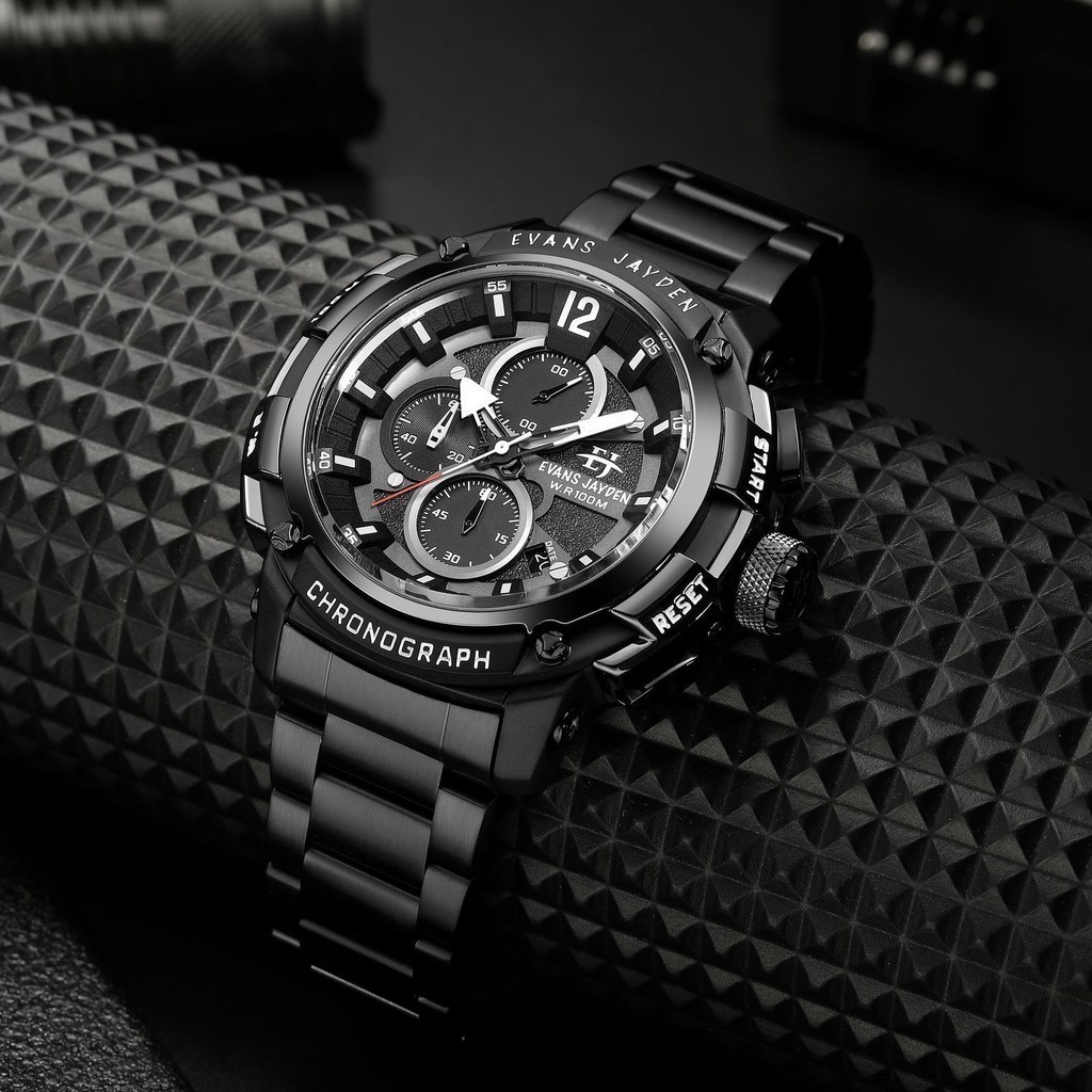 Jam Tangan Pria Evans Jayden Jam Tangan Pria 9617 Rantai Stainless Steel Chronograph Kaca Sapphire W