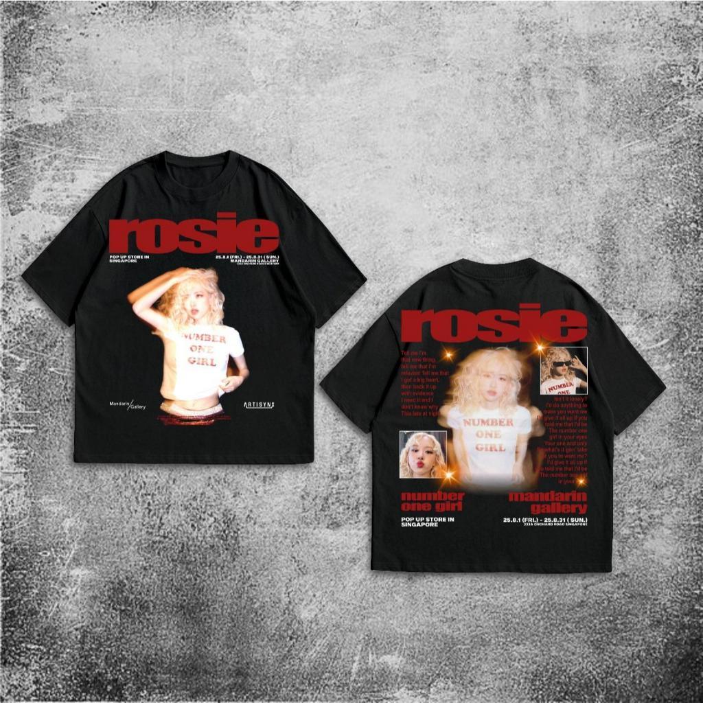 baju Kaos P&B Oversize Rose Rosie - T Shirt Vintage Rose Black Pink Oversized Black 20s