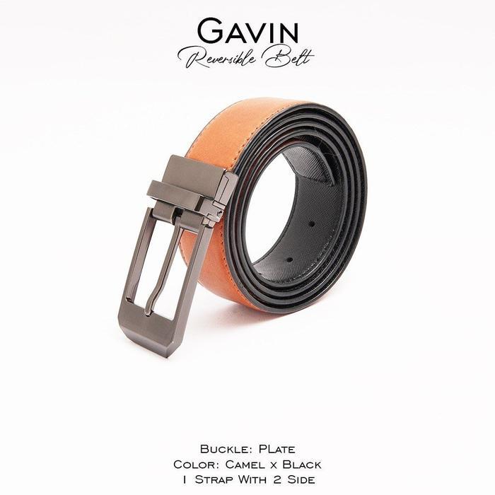 Hody -  Ikat Pinggang Pria Terbaru 4 In 1  Strap  Sabuk Terbaru 2024- Gavin Belt - Camel x Black