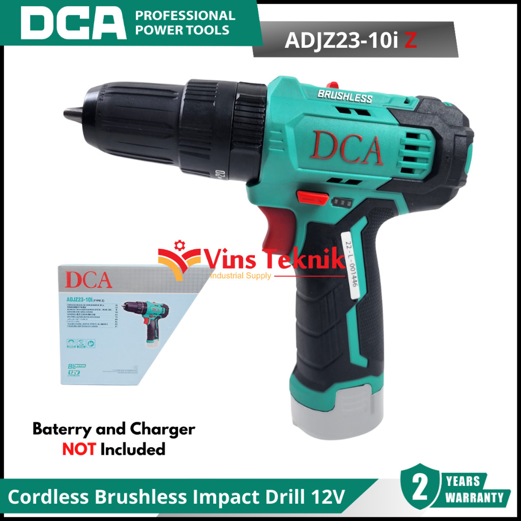 DCA ADJZ23-10iZ Cordless Brushless Impact Drill Mesin Bor Baterai 12V ADJZ23-10i Z