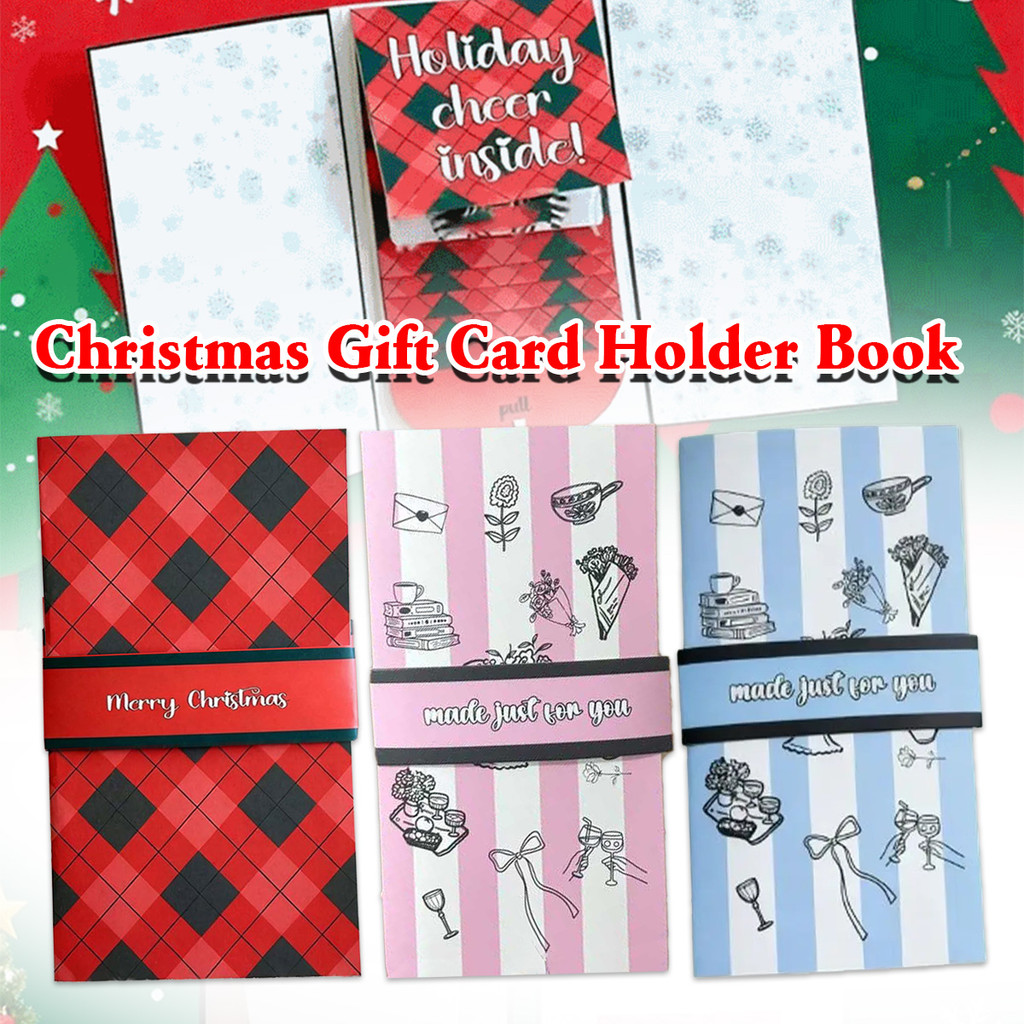 1PC Buku Kartu Hadiah Natal Kartu Kejutan dengan Desain Amplop Tarik Selamat Natal