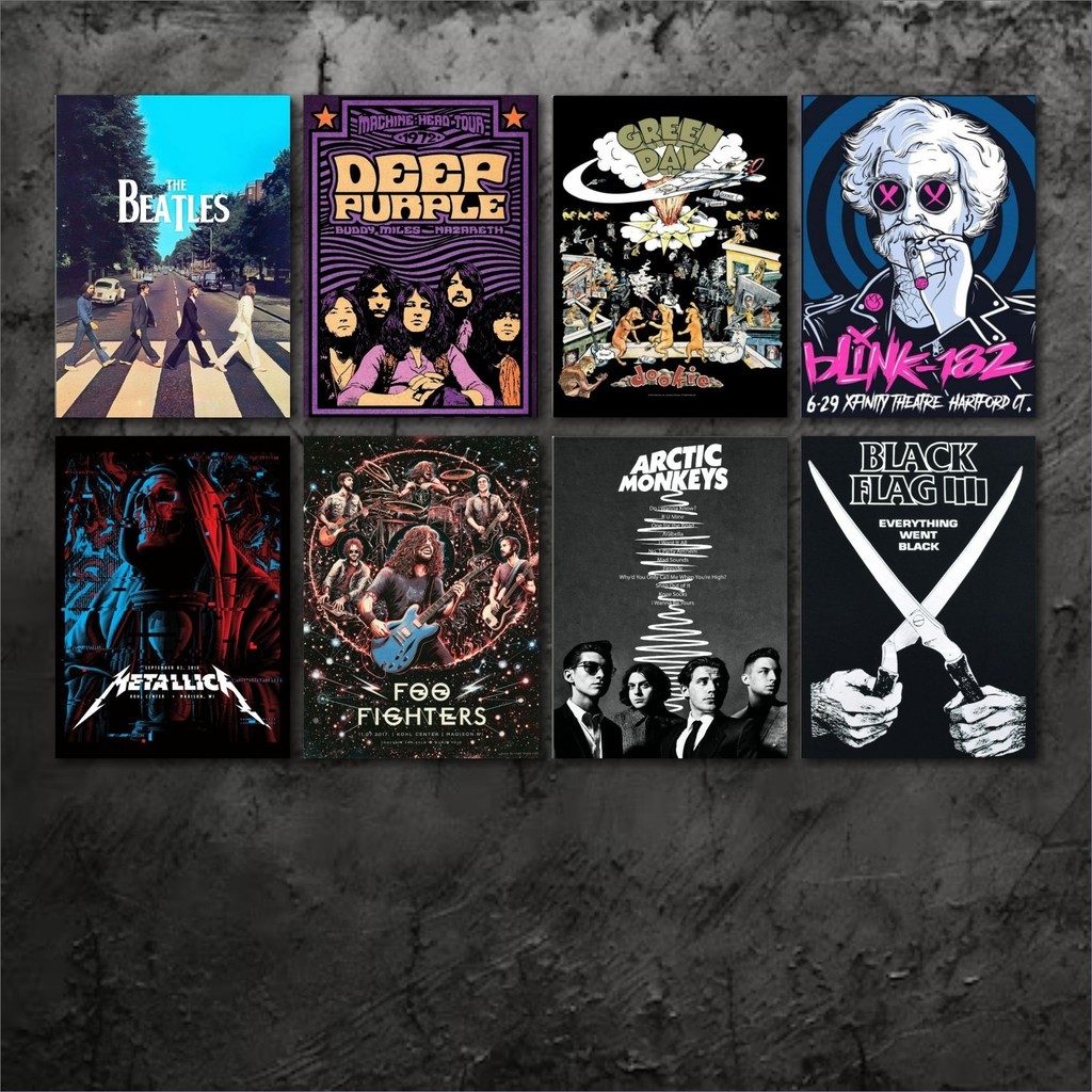 POSTER KAYU BAND ROCK  FRAME BINGKAI kayu HIASAN PAJANGAN DINDING 20x30 cm poster band dan musik ACD