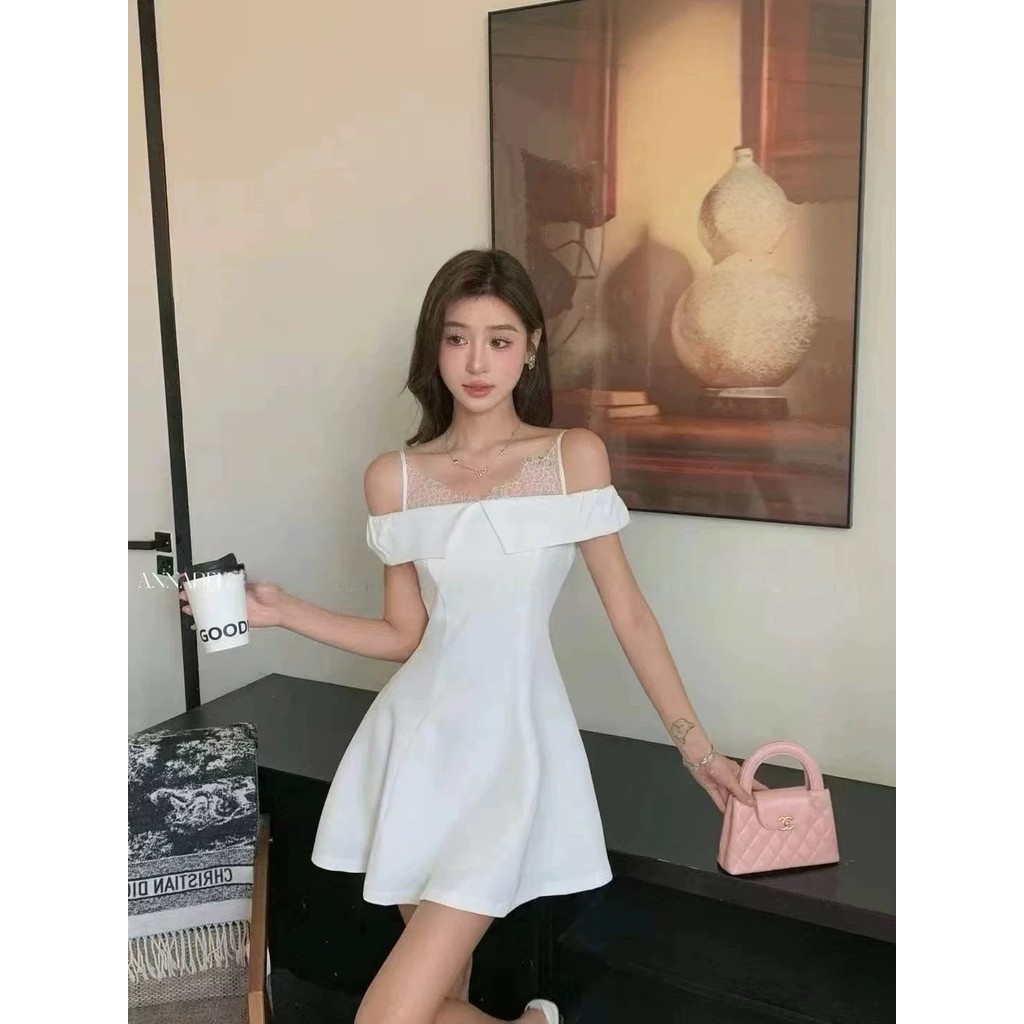 Laudofficial Vonta White Dress /Mini Dress Sabrina Wanita Tali Kecil