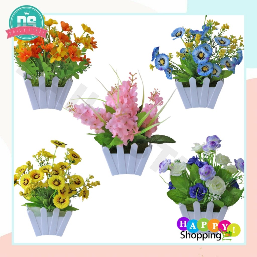 DS Pot41-44 Tanaman Bunga Cosmos Artificial Dekorasi Rumah Plastik Tanaman Hias Seruni Import Bunga 