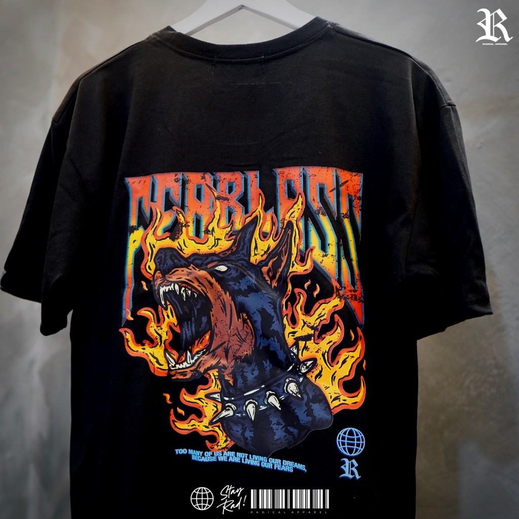 (Official New Shop) RADICAL APPREAL FEARLESS FLAME DOBERMAN TSHIRT STREETWEAR BOOTLEG OVERSIZED TEE