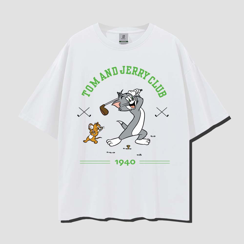 (COD) Tom And Jerry Golfing Club 1940 Vintage  Style Oversize Tee