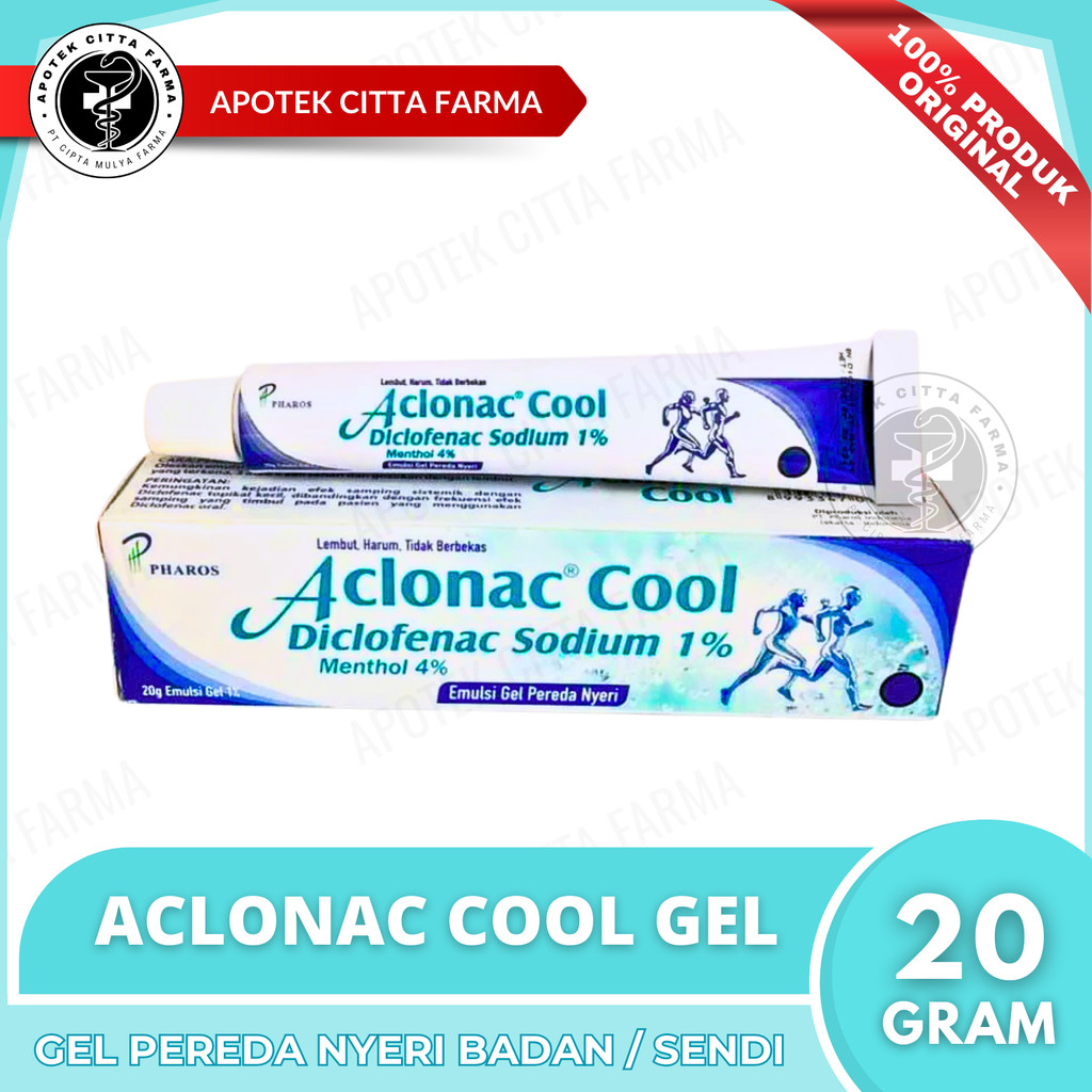 Aclonac Cool Emulsi Gel Pereda Nyeri 20 g / Diclofenac Diethylamine / Diclofenac Sodium