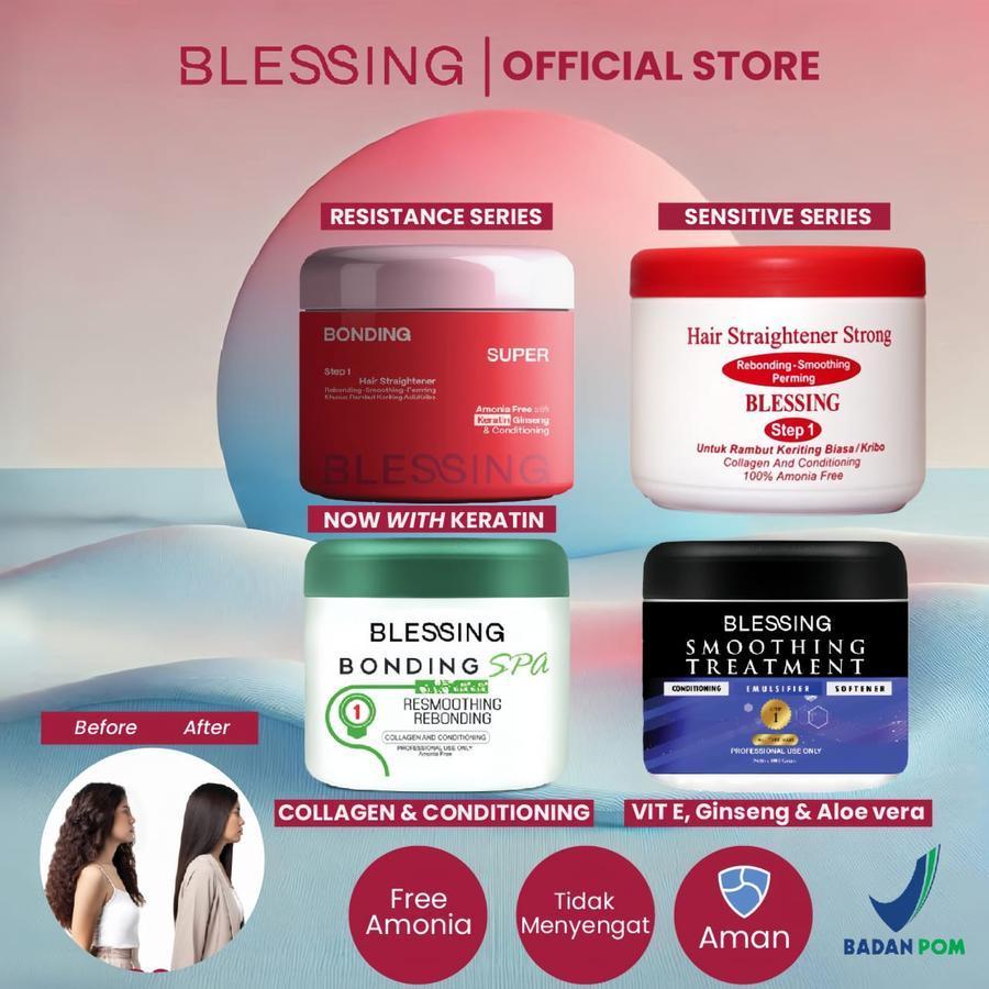 BLESSING REBONDING SMOOTHING PELURUS RAMBUT PERMANENT STRONG SUPER STRONG RAMBUT KERITING KRIBO ASLI