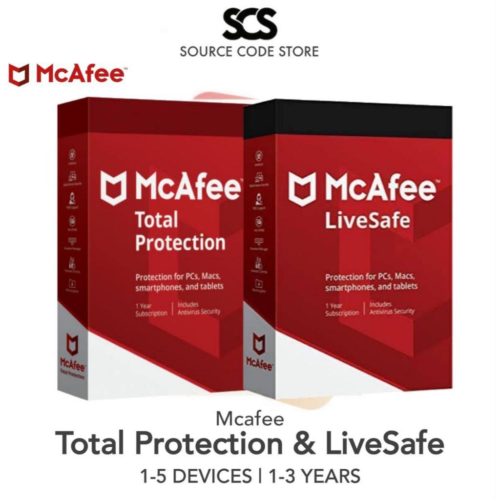 Mcafee Total Protection | Mcafee Livesafe 1 - 3 Tahun Versi Terbaru Antivirus Original