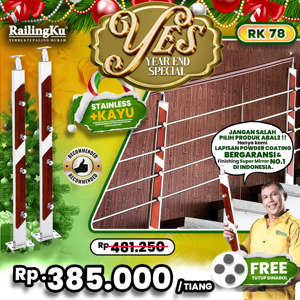 Railing Tangga Stainless Nature Desain Railingku [YES] RK  78 Railing Anti Karat Free Penutup Dynabo