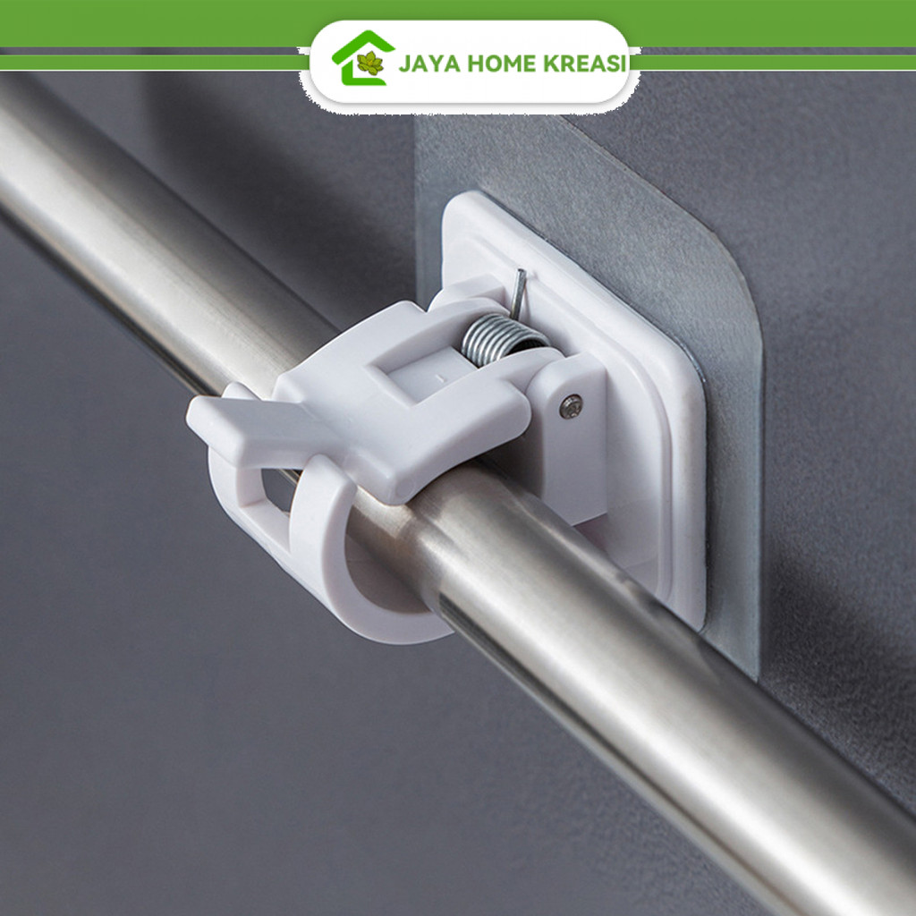 Bracket tiang gorden fleksibel, gorden kolong dapur, gantungan tiang gorden, hook tempel, bracket ti