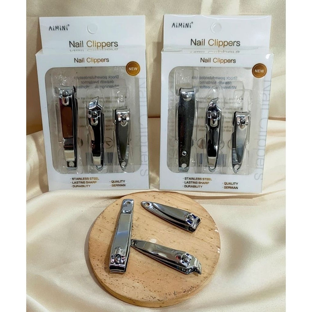 GUNTING KUKU SET / GUNTING KUKU ISI 3 PCS / GUNTING KUKU STAINLESS STEEL / GUNTING KUKU MIRING / GUN