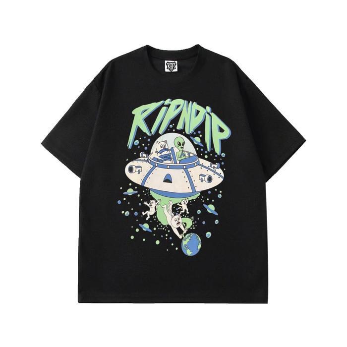 (COD) LYCUS CLOTHING Tshirt RIPNDIP lengan pendek Hitam Kaos distro Unisex Combed Digital Bandung Me