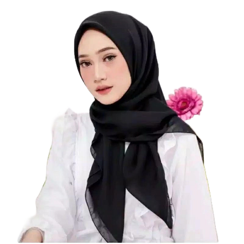 SEGIEMPAT PARIS JAPAN HITAM TERMURAH / HIJAB JILBAB KERUDUNG SQUARE PARIS JADUL