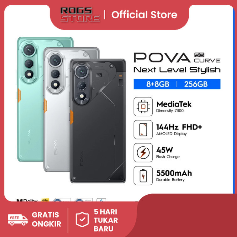 TECNO POVA 7 CURVE 5G - POVA 7 4G  8GB 256GB 128GB - GARANSI RESMI ORIGINAL BNIB - 4G