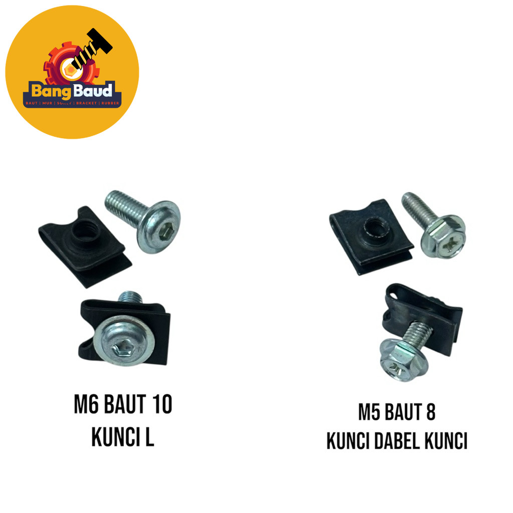 BAUT CLIP KLIP M6 BAUT 10 KUNCI L ddan M5 BAUT 8 FLANGE TOPI DABEL KUNCI ORIGINALMBS INDO GROSIR