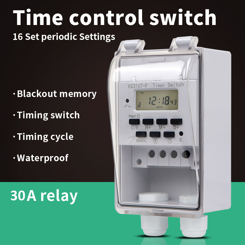 220V AC 30A Time Recycle Per Day ON OFF gital Timer Switch Programmable Timer Controllor with IP65 W
