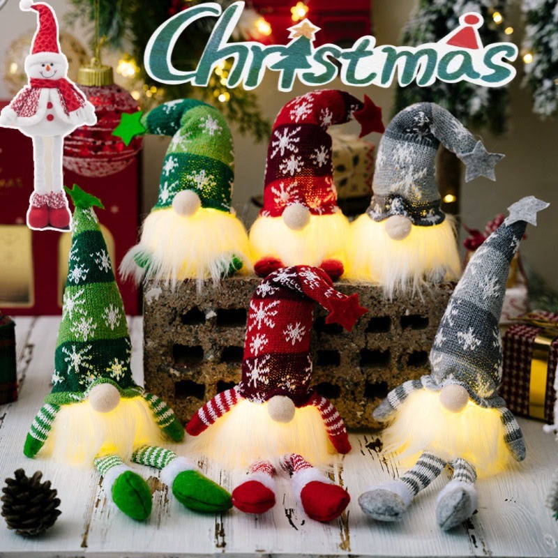Boneka Natal Santa Deer Snowman Boneka Kaki Panjang Dekorasi Natal Plush Toy Kids Gift