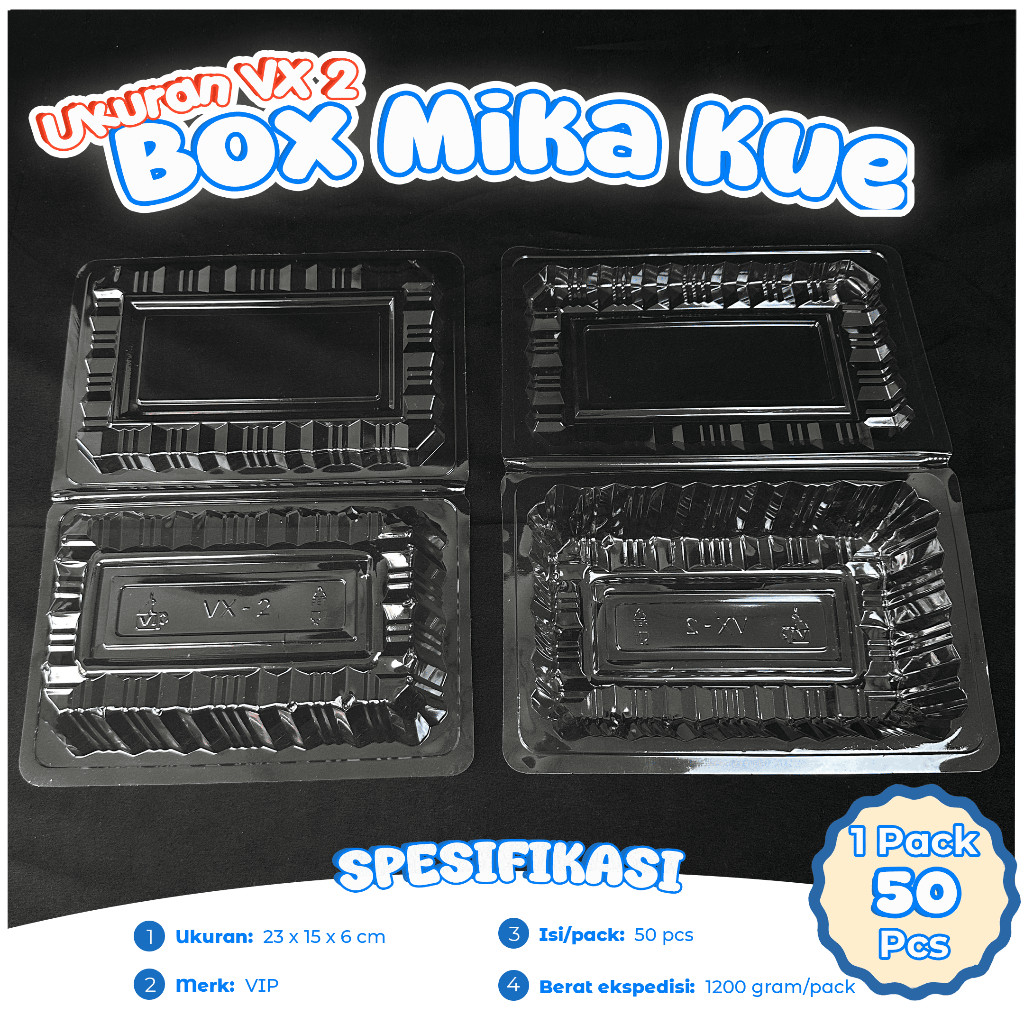 Mika Kue Plastik VIP Ukuran VX-2 Isi 50 Pcs / Mika Sedang / Mika Tebal